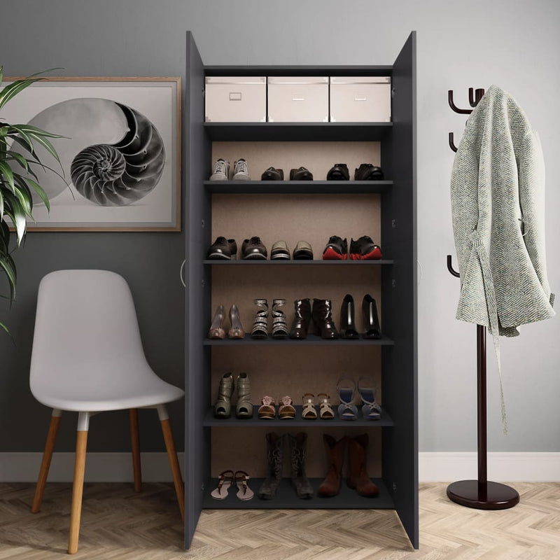 Dealsmate  Shoe Cabinet Grey 80x35.5x180 cm Chipboard