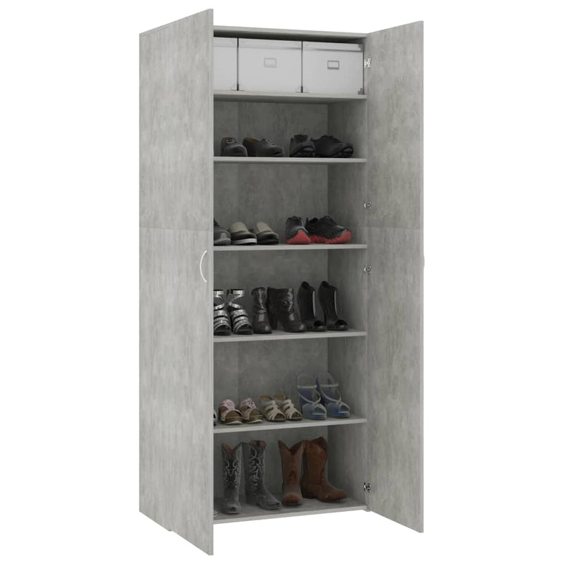 Dealsmate  Shoe Cabinet Concrete Grey 80x35.5x180 cm Engineered Wood