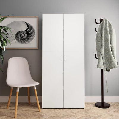 Dealsmate  Shoe Cabinet White and Sonoma Oak 80x35.5x180 cm Engineered Wood