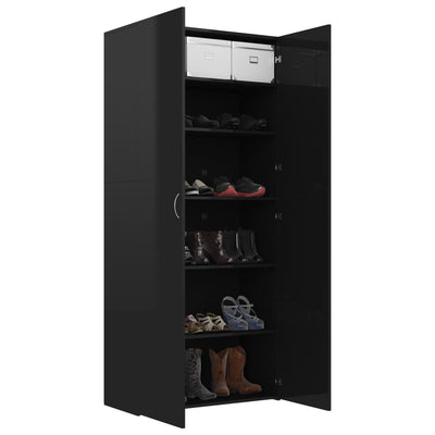 Dealsmate  Shoe Cabinet High Gloss Black 80x35.5x180 cm Chipboard