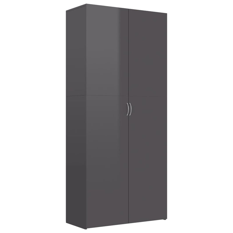 Dealsmate  Shoe Cabinet High Gloss Grey 80x35.5x180 cm Chipboard