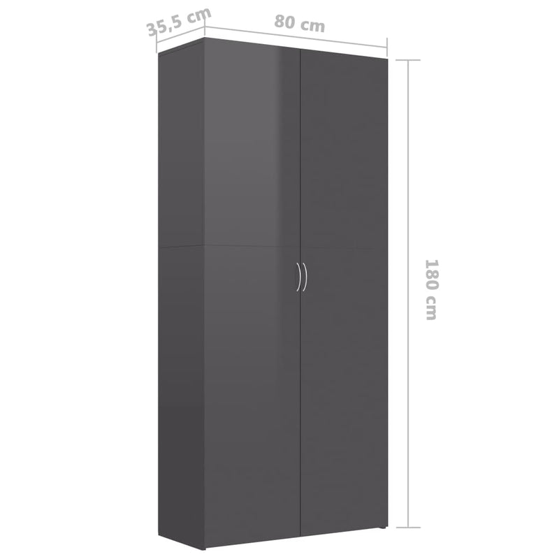 Dealsmate  Shoe Cabinet High Gloss Grey 80x35.5x180 cm Chipboard
