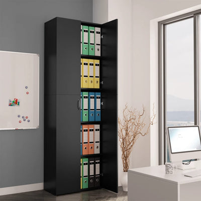 Dealsmate  Office Cabinet Black 60x32x190 cm Engineered Wood