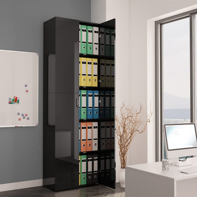 Dealsmate  Office Cabinet High Gloss Black 60x32x190 cm Chipboard