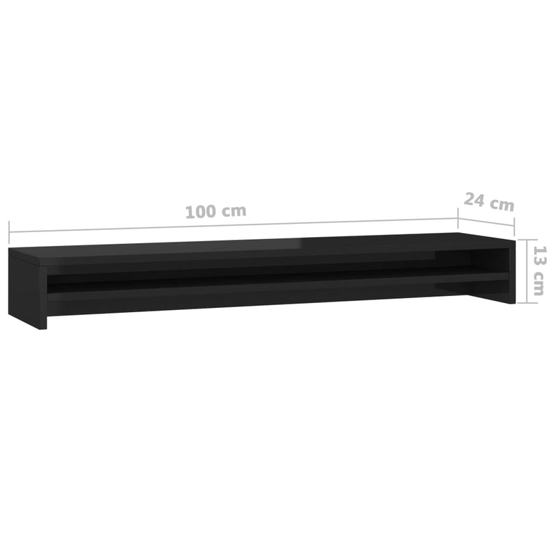 Dealsmate  Monitor Stand High Gloss Black 100x24x13 cm Engineered Wood