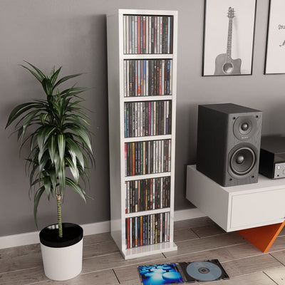 Dealsmate  CD Cabinet High Gloss White 21x20x88 cm Engineered Wood