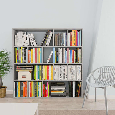 Dealsmate  Room Divider/Book Cabinet Concrete Grey 110x24x110 cm Chipboard