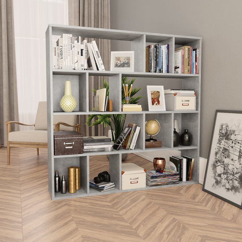 Dealsmate  Room Divider/Book Cabinet Concrete Grey 110x24x110 cm Chipboard