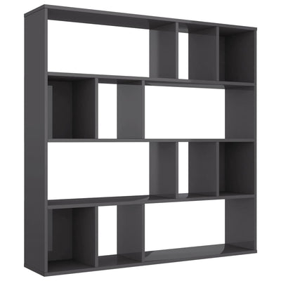 Dealsmate  Room Divider/Book Cabinet High Gloss Grey 110x24x110 cm Chipboard