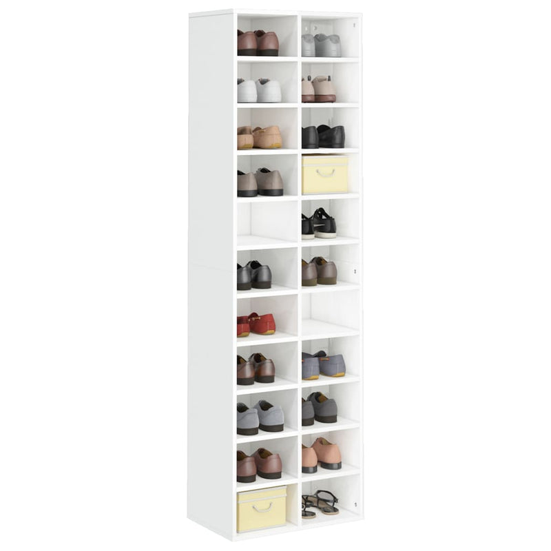 Dealsmate  Shoe Cabinet High Gloss White 54x34x183 cm Engineered Wood