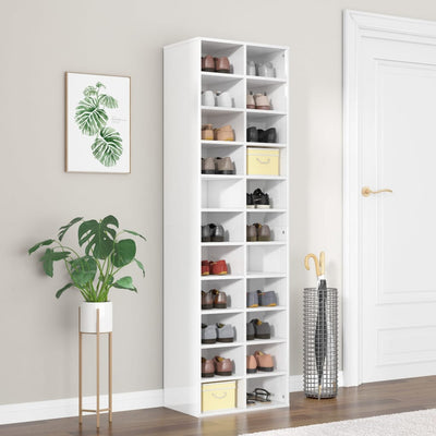 Dealsmate  Shoe Cabinet High Gloss White 54x34x183 cm Engineered Wood