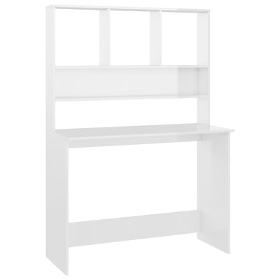 Dealsmate  Desk with Shelves High Gloss White 110x45x157 cm Engineered Wood