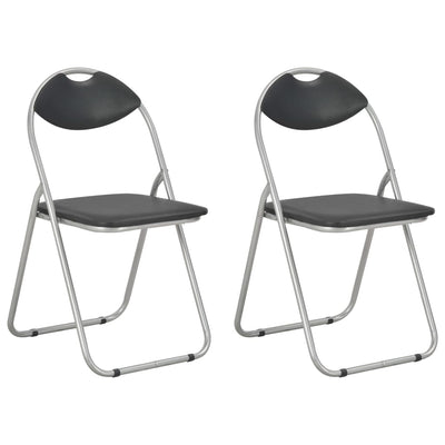 Dealsmate  Folding Dining Chairs 2 pcs Black Faux Leather
