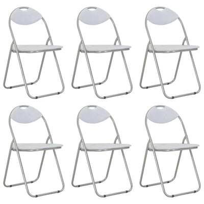 Dealsmate  Folding Dining Chairs 6 pcs White Faux Leather