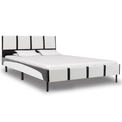 Dealsmate  Bed Frame White and Black Faux Leather 106x203 cm King Single