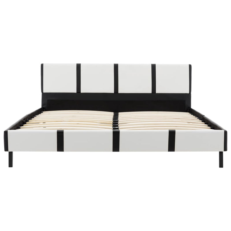 Dealsmate  Bed Frame White and Black Faux Leather 106x203 cm King Single