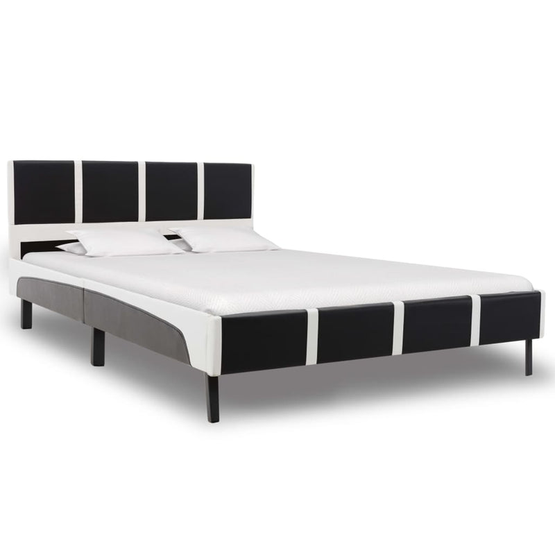 Dealsmate  Bed Frame Black and White Faux Leather 106x203 cm King Single
