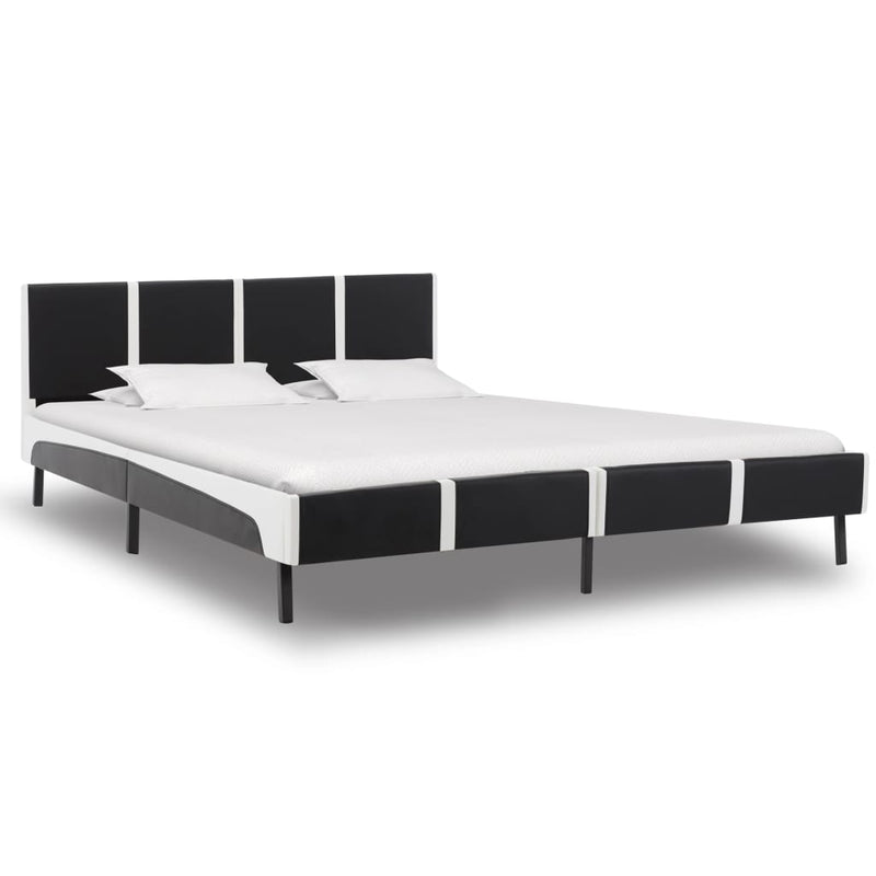 Dealsmate  Bed Frame Black and White Faux Leather 153x203 cm Queen
