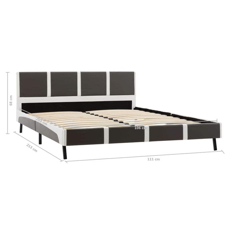 Dealsmate  Bed Frame Grey and White Faux Leather 106x203 cm King Single