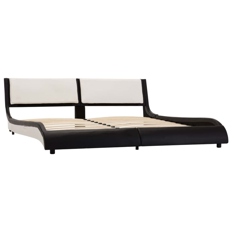 Dealsmate  Bed Frame Black and White Faux Leather 153x203 cm Queen