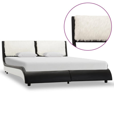 Dealsmate  Bed Frame Black and White Faux Leather 106x203 cm King Single 