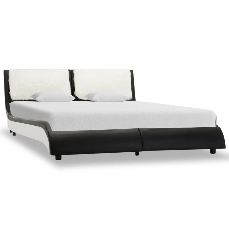 Dealsmate  Bed Frame Black and White Faux Leather 106x203 cm King Single 