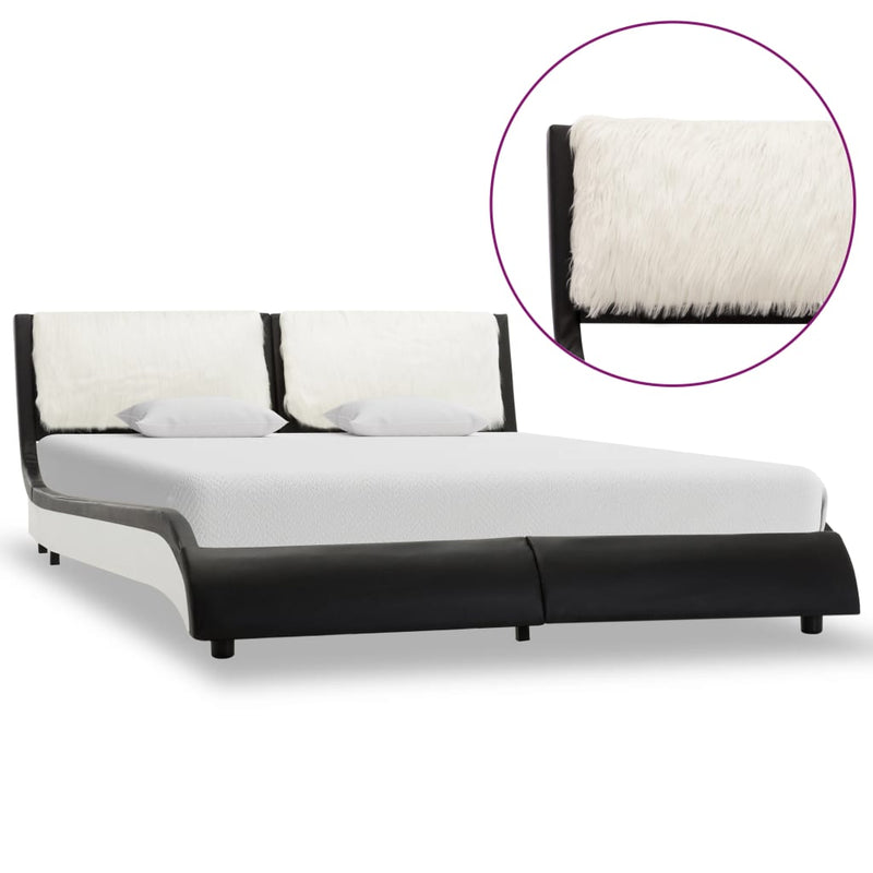 Dealsmate  Bed Frame Black and White Faux Leather 137x187 cm Double