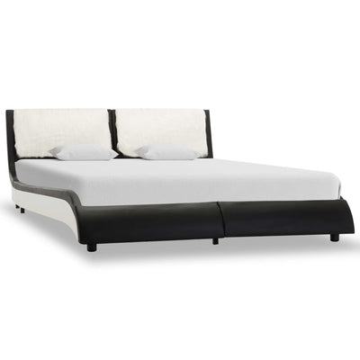 Dealsmate  Bed Frame Black and White Faux Leather 137x187 cm Double