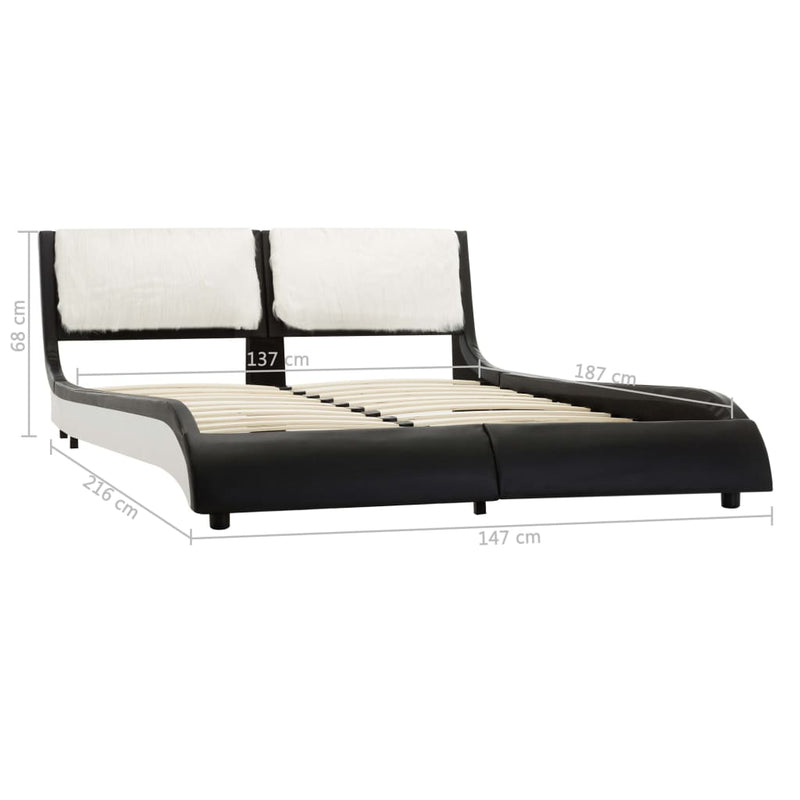 Dealsmate  Bed Frame Black and White Faux Leather 137x187 cm Double