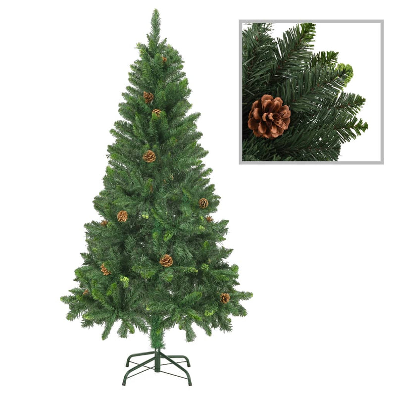 Dealsmate  Artificial Christmas Tree with Pine Cones Green 150 cm