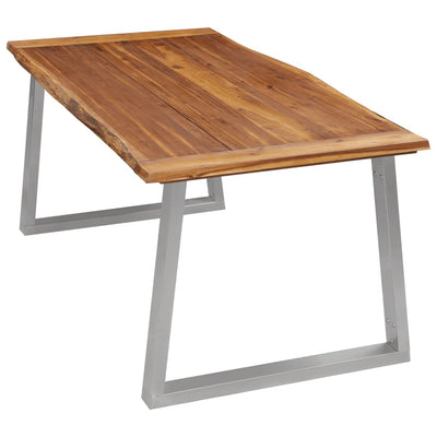 Dealsmate  Dining Table 180x90x75 cm Solid Acacia Wood and Stainless Steel