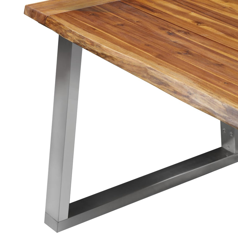 Dealsmate  Dining Table 180x90x75 cm Solid Acacia Wood and Stainless Steel