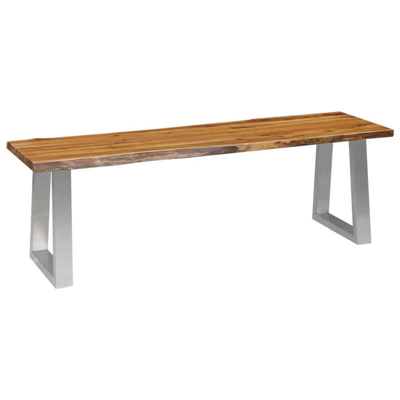 Dealsmate  Bench 140 cm Solid Acacia Wood and Stainless Steel