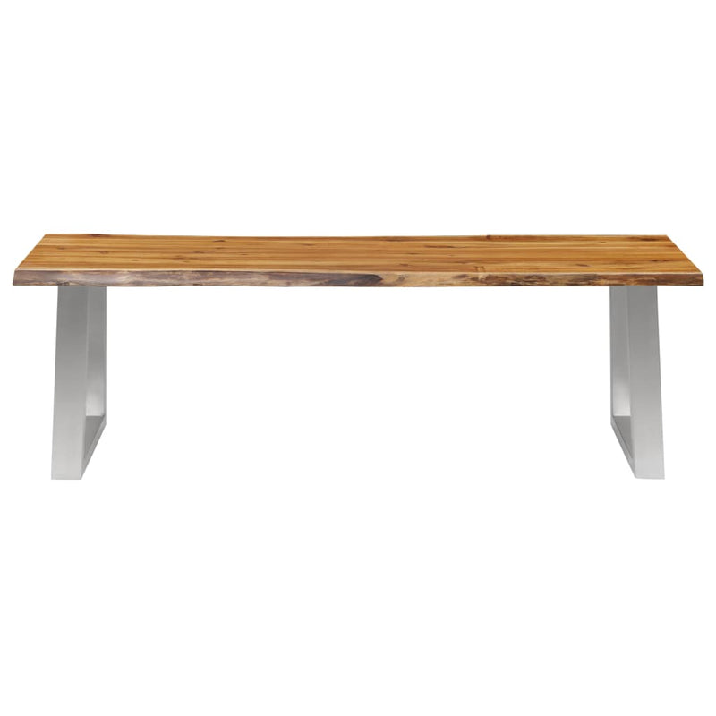 Dealsmate  Bench 140 cm Solid Acacia Wood and Stainless Steel