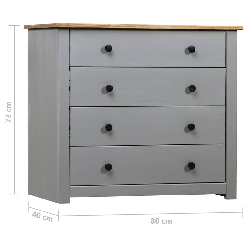 Dealsmate  Side Cabinet Grey 80x40x73 cm Pine Panama Range