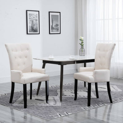 Dealsmate  Dining Chairs with Armrests 2 pcs Beige Fabric
