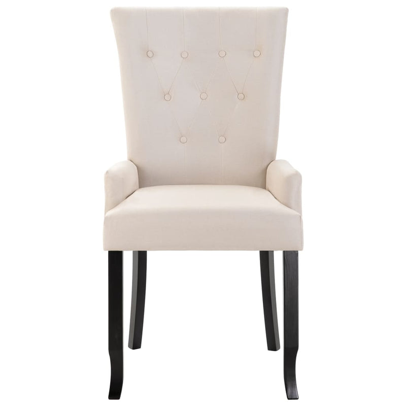 Dealsmate  Dining Chairs with Armrests 4 pcs Beige Fabric