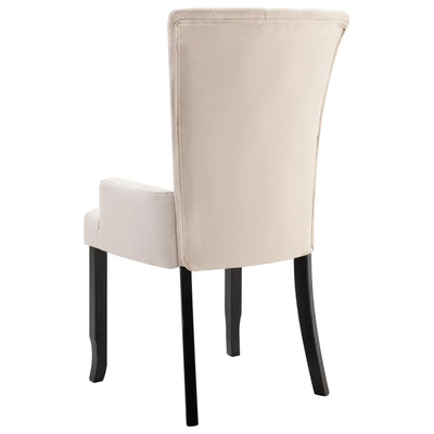 Dealsmate  Dining Chairs with Armrests 4 pcs Beige Fabric
