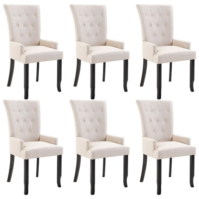 Dealsmate  Dining Chairs with Armrests 6 pcs Beige Fabric