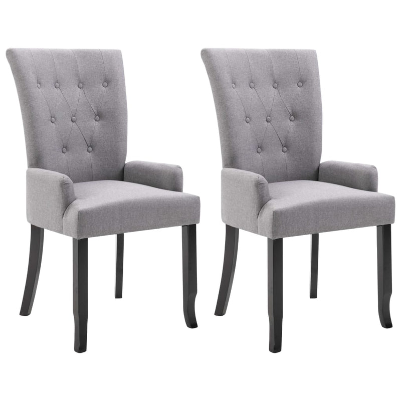 Dealsmate  Dining Chairs with Armrests 2 pcs Light Grey Fabric