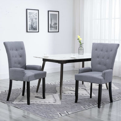 Dealsmate  Dining Chairs with Armrests 2 pcs Light Grey Fabric