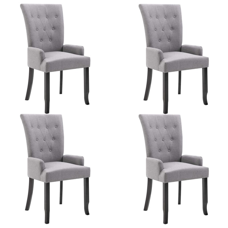 Dealsmate  Dining Chairs with Armrests 4 pcs Light Grey Fabric