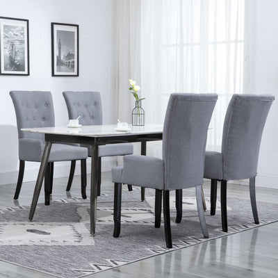 Dealsmate  Dining Chairs with Armrests 4 pcs Light Grey Fabric