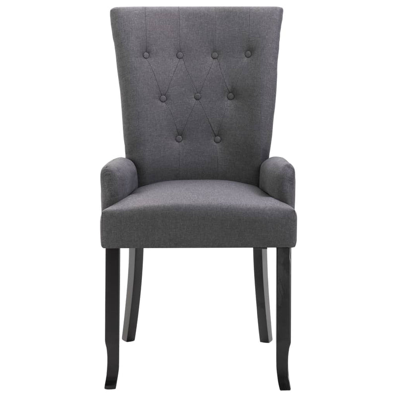 Dealsmate  Dining Chairs with Armrests 2 pcs Dark Grey Fabric