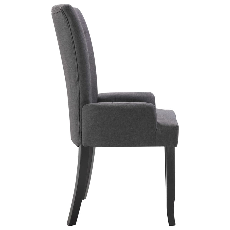 Dealsmate  Dining Chairs with Armrests 2 pcs Dark Grey Fabric