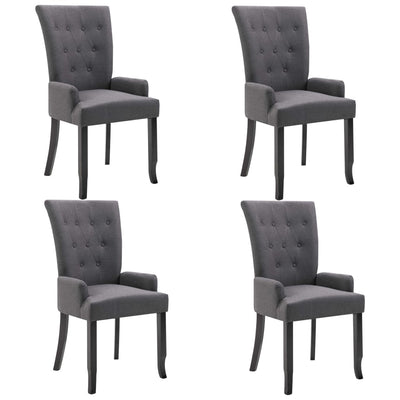 Dealsmate  Dining Chairs with Armrests 4 pcs Dark Grey Fabric