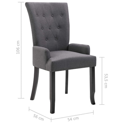 Dealsmate  Dining Chairs with Armrests 4 pcs Dark Grey Fabric