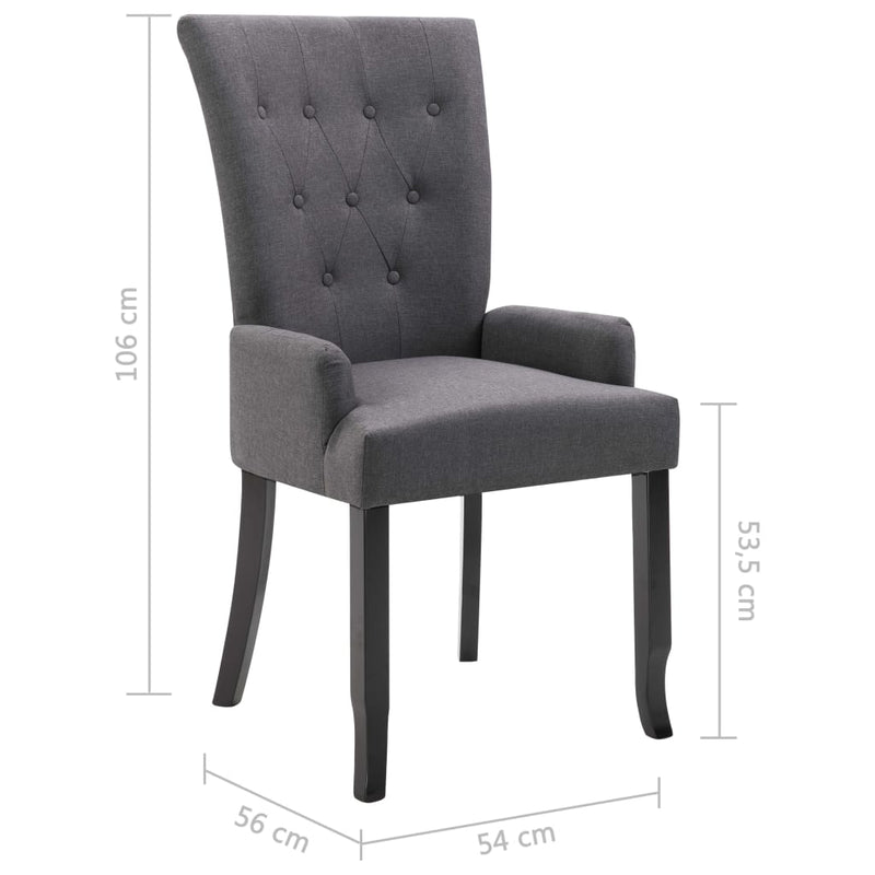 Dealsmate  Dining Chairs with Armrests 4 pcs Dark Grey Fabric