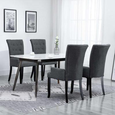 Dealsmate  Dining Chairs with Armrests 4 pcs Dark Grey Fabric