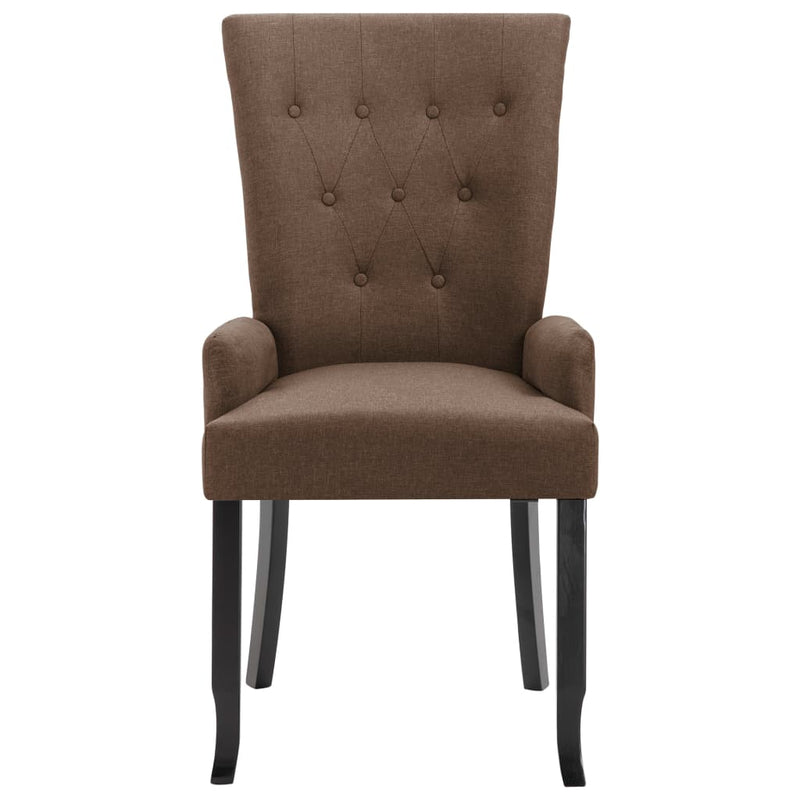 Dealsmate  Dining Chairs with Armrests 6 pcs Brown Fabric